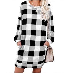 NWT PrinStory Women’s Buffalo Plaid Long Sleeve Dress